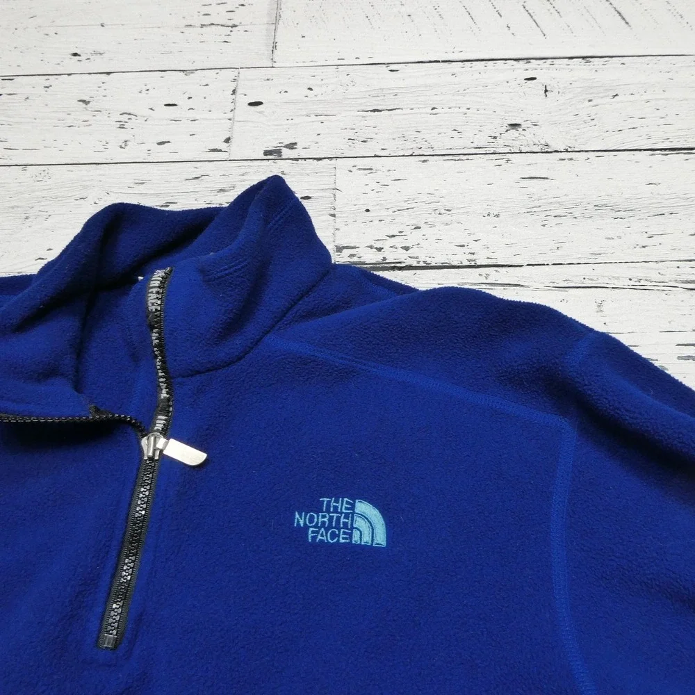 VINTAGE The North Face Fleece Pullover Mens Medium Blue Quarter Zip Made USA 90s